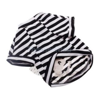 Pet Dog Black Striped Shirt Tee T Shirt Clothing Apparel w Cute Skull Size M