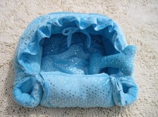 New Pretty Pet Dog Cat Bed House Coral Kennel Pink Blue