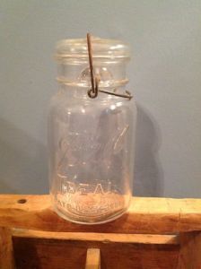 Vintage Clear Glass Ball Ideal Mason Canning Jar Wire Side with Bail