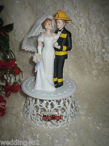 Fireman Firefighter Bride Groom Wedding Supplies Cake Topper
