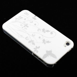 Clear Slim Butterfly Flower Hard Shell Case Skin Cover for iPhone 4 4S 4G White