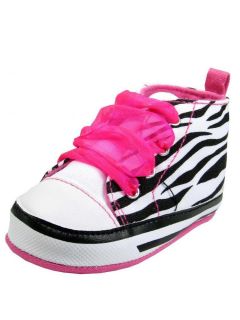 Girls Vitamins Baby Soft Sole Zebra High Top Baby Sneakers with Organza Laces