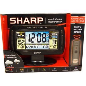 Sharp Atomic Wireless Weather Station Dual Alarm Clock SPC775A Color Graphic