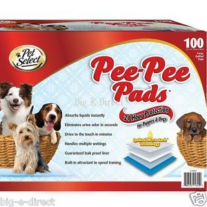 Pet Select Puppies Dogs Pee Pee Training Pads 100ct Eliminates Odor w Attractant