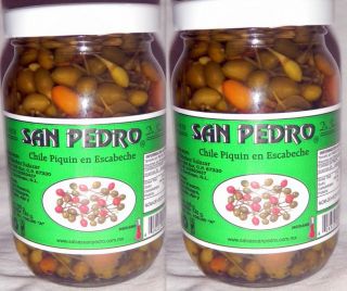 Chile Piquin Del Monte En Escabeche Hot Spicy Pepper from Mexico 2 Bottle Lot
