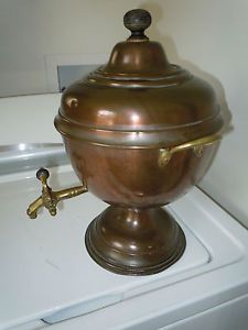 Vintage Copper Brass Urn Tea Coffee Pot Dispenser Old Antique