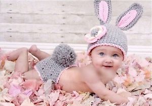 Baby Infant Newborn Knit Costume Photography Prop Rabbit Crochet Beanie Hat Pant