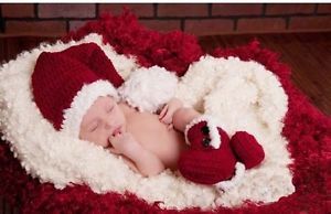 Newborn Baby Infant Christmas Knitted Crochet Costume Photo Photography Prop L91