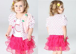 3pcs Baby Girl Kid Coat Top Skirt T Shirt Tutu Pageant Outfit Costume Clothes