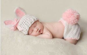 2pcs Girl Baby Infant Rabbit Hat Pants Knit Sweater Costume Clothes Outfit 0 12M