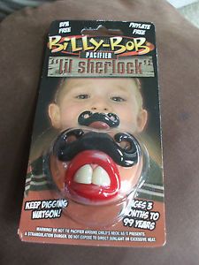 Billy Bob Lil ' Sherlock Mustache Moustache Baby Pacifier Halloween Costume New
