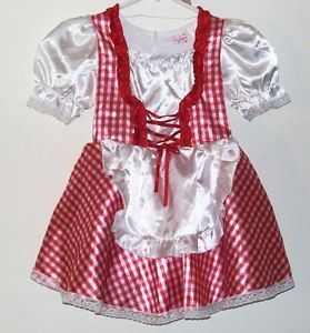 Toddler Girls Frolics Red and White Maiden Halloween Play Costume Dress Sz 3T