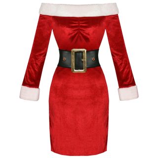 Ladies New Sexy Christmas Miss Santa 50s Pin Up Fancy Dress Outfit Costume