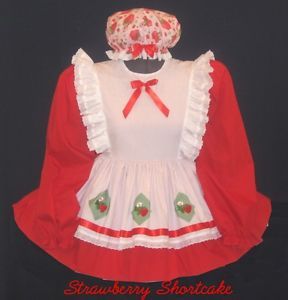 Custom Fit Strawberry Shortcake Adult Baby Sissy Dress Costume Leanne