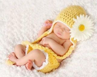 Cute Baby Infant Sunflower Knitted Costume Photo Photography Prop Newborn L43