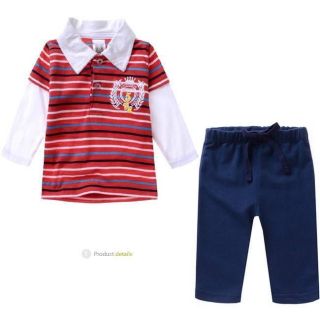 2pc New Baby Boys Outerwear Long Pants Set Clothes Boys Costume Cotton F34