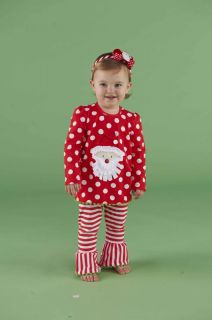 Mud Pie Christmas Baby Infant Girls Santa Tunic Striped Leggings 0M 3T