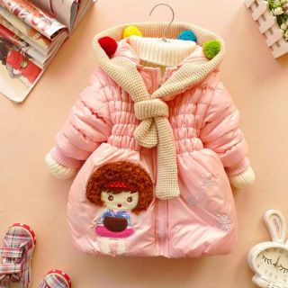 New 2 6 Years Baby Girl Kids Clothes Winter Coat Orange Pink Red Jacket Gown