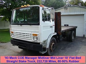 '93 Mack COE Manager Midliner Mid Liner 18' Flat Bed Straight Stake Truck