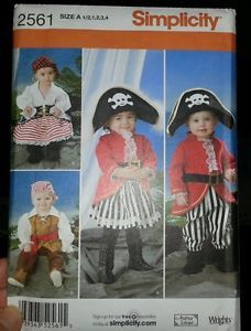 Simplicity Baby Toddler Boy Girl Pirate Costume Sz 1 2 4T