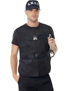 Mens Medium SWAT Man Instant Fancy Dress Costume Kit Outfit Police Cop
