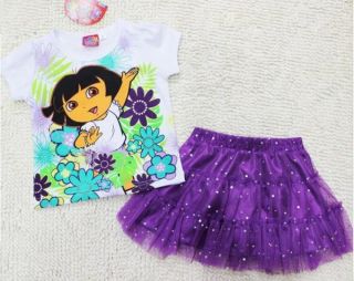 Girl Dora Princess Top Shirt 2 5Y Party Summer Tutu Dress Outfit Costume Skirt