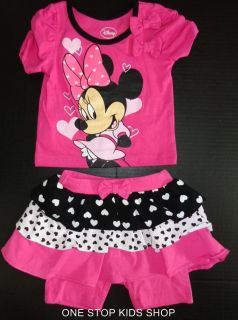 Minnie Mouse Toddler Girls 2T 3T 4T Set Outfit Shirt Shorts Skirt Skort Disney
