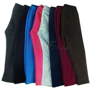 New Girls Winter Warm Thick Leggings Fleece Lined Kids Trousers Pants Sz 2 7 Y