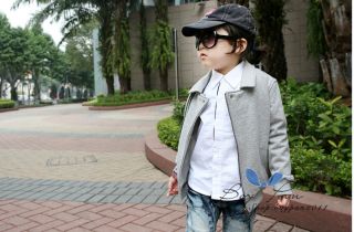 Kids Boys Clothes Cute Cotton Pure Colored Coat with A Side Zipper Tops AGES2 7Y