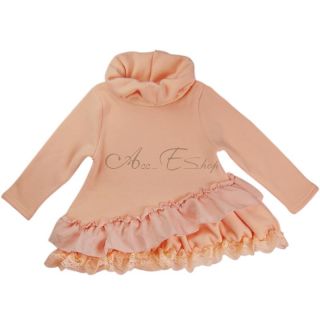 Girls Kids Collar Long Sleeve Dress Top Ruffle Layered Lace Tutu Clothes Sz 2 7Y