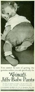1922 Ad Vintage Kleinert Jiffy Rubber Baby Pants Diaper Crawling Adorable Rugrat