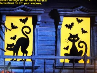 Halloween Party Decoration Prop 2pc Black Cat Window Silhouette Cover New