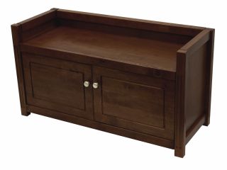 Winsome Wood Regalia Seating Study Bench with Storage Shelf Lockable Cabinet