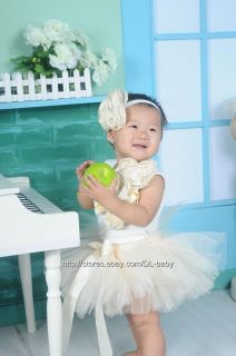 Ivory Party Costume Toddler Baby Wedding Flower Girl Dress Tutu Skirt 6 12M 5T