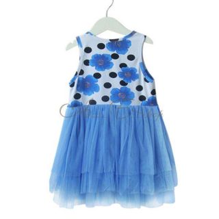 Girls Flower Floral Sleeveless Tulle Dress Skirt Kids Summer Costume 2 6 Years