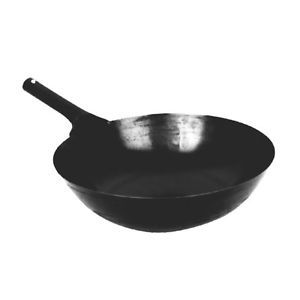 Large Big Heavy Duty Iron Asian Cookware Cooking Wok Stir Fry Frying Skillet