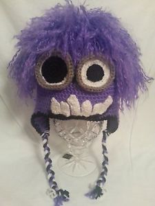 Purple Minion Inspired Crochet Hat Child Size 4 to 7 Years Halloween Costume