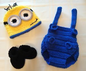 Baby Minion Photo Prop Outfit Set Hat Despicable Me 3 6 MO Halloween Costume