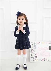 Baby Girl Clothing Girl Prince Party Dress A Skirt 4T Navy Blue Long Sleeve