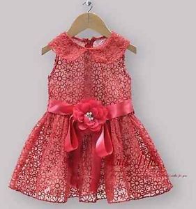 Adorable Baby Toddler Clothing Girl's Red Lace Dress