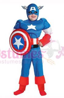 Boys The Avengers Captain America Costume Child Superhero Muscle Fancy Dress
