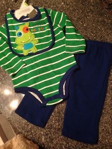Newborn Baby Boys Clothes Size 0 3 Months Mommys Lil Monster Pant Top Bib