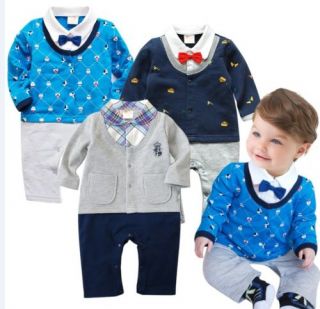 Baby Clothes Baby Shoes Formal Christening Wedding Suit Tuxedo Romper 0 30M