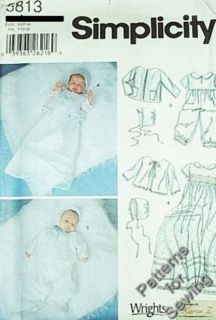 Pattern Sewing Simplicity Baby Christening Gown Slip Romper Jacket Size NB M New