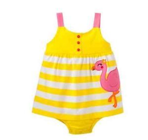 Carters Baby Girl Summer Clothes Dress Yellow Flamingo 3 6 9 12 18 24 Months
