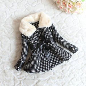 Baby Girls Faux Fur Outwear Clothes Kids Polka Dot Winter Coats Jackets Clothing