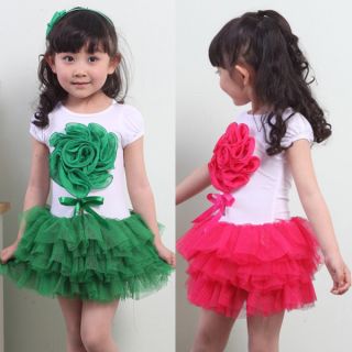 Baby Girls Stereoscopic Flower Party Tutu Dress One Piece Skirts Bowknot Costume