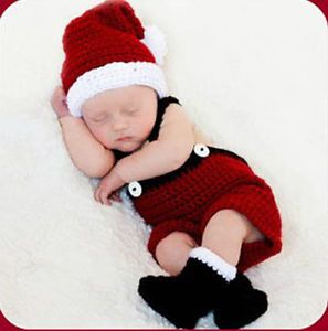 Newborn Baby Infant Christmas Knitted Crochet Costume Photo Photography Prop L89