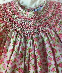 Smocked Pink Flowered Baby Girl Dress Gown 6 Months Clothes Clothing