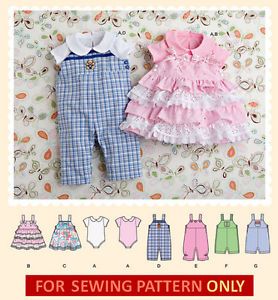Sewing Pattern Make Baby Boy Girl Clothes Jumper Onesie Romper Preemie 24 Lbs